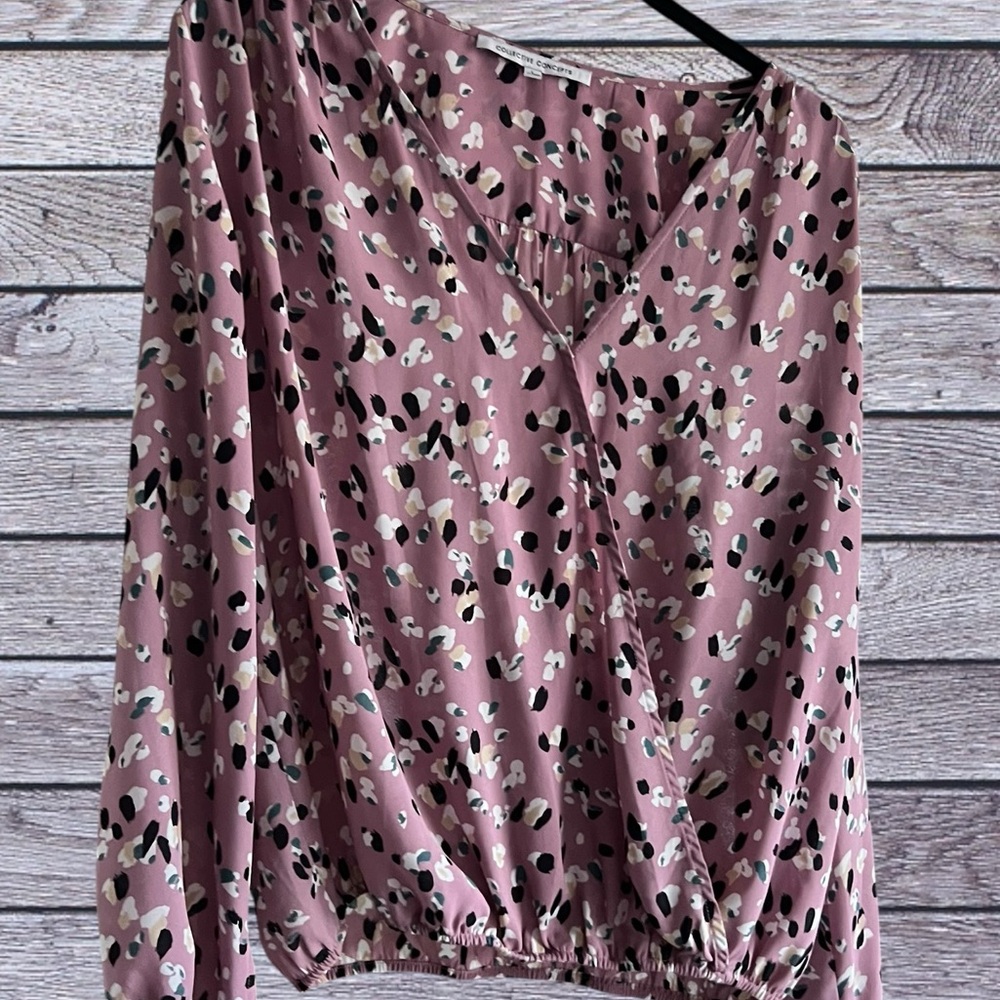 Collective Concepts Women's Floral Print Blouse Mauve - Picture 2 of 7